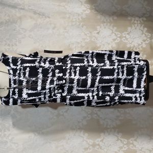 NWT Voir Black/White Sleeveless Belted Dress